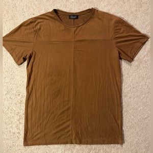 Zara Man Faux Suede Modern Tee - Coffee